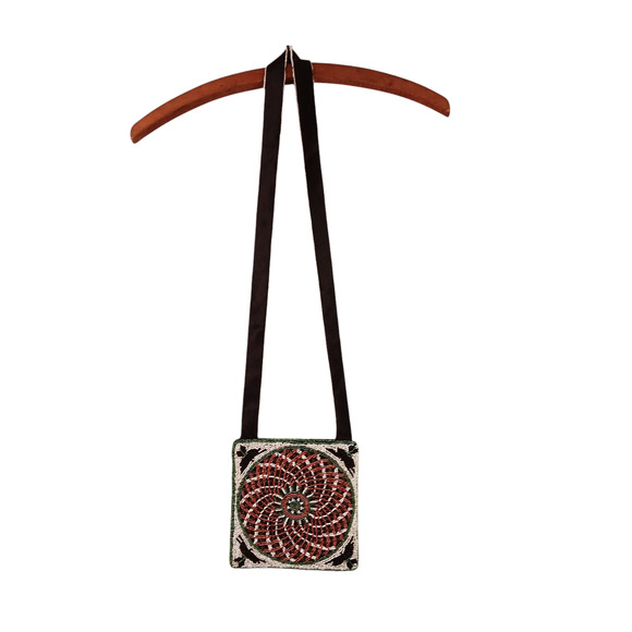 Christiana Fully Beaded Square Crossbody Bag 7" x 7" BOHO Multicolor EUC - Picture 6 of 7